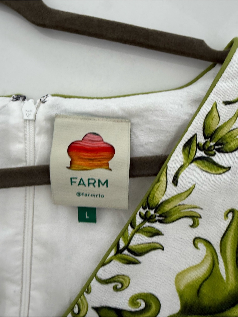 FARM Rio White Mini Dress with Lime Green Botanical Embroidery - Picture 4 of 4